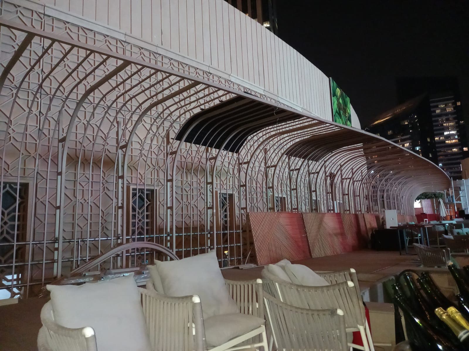 Custom metal pergola fabrication project by Stallion Metal Works